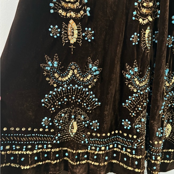 Carole Little Velvet Beaded Skirt Size 10 Boho Festival Gypsycore - Picture 3 of 5
